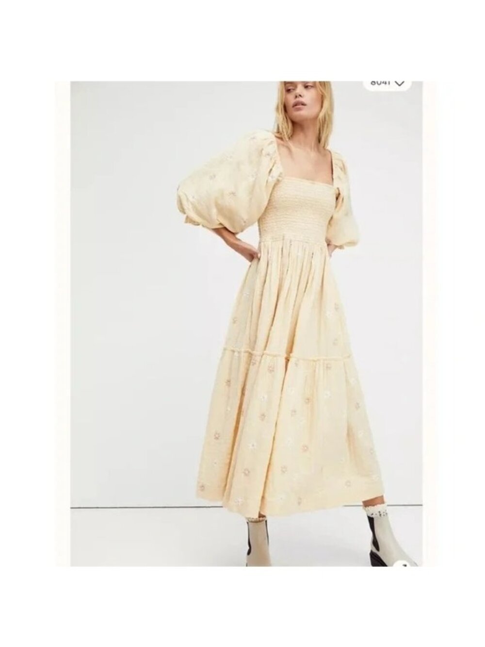 Free People Dahlia Maxi Dress Boho Chic Embroidered Hippie Prairie Retro Women S